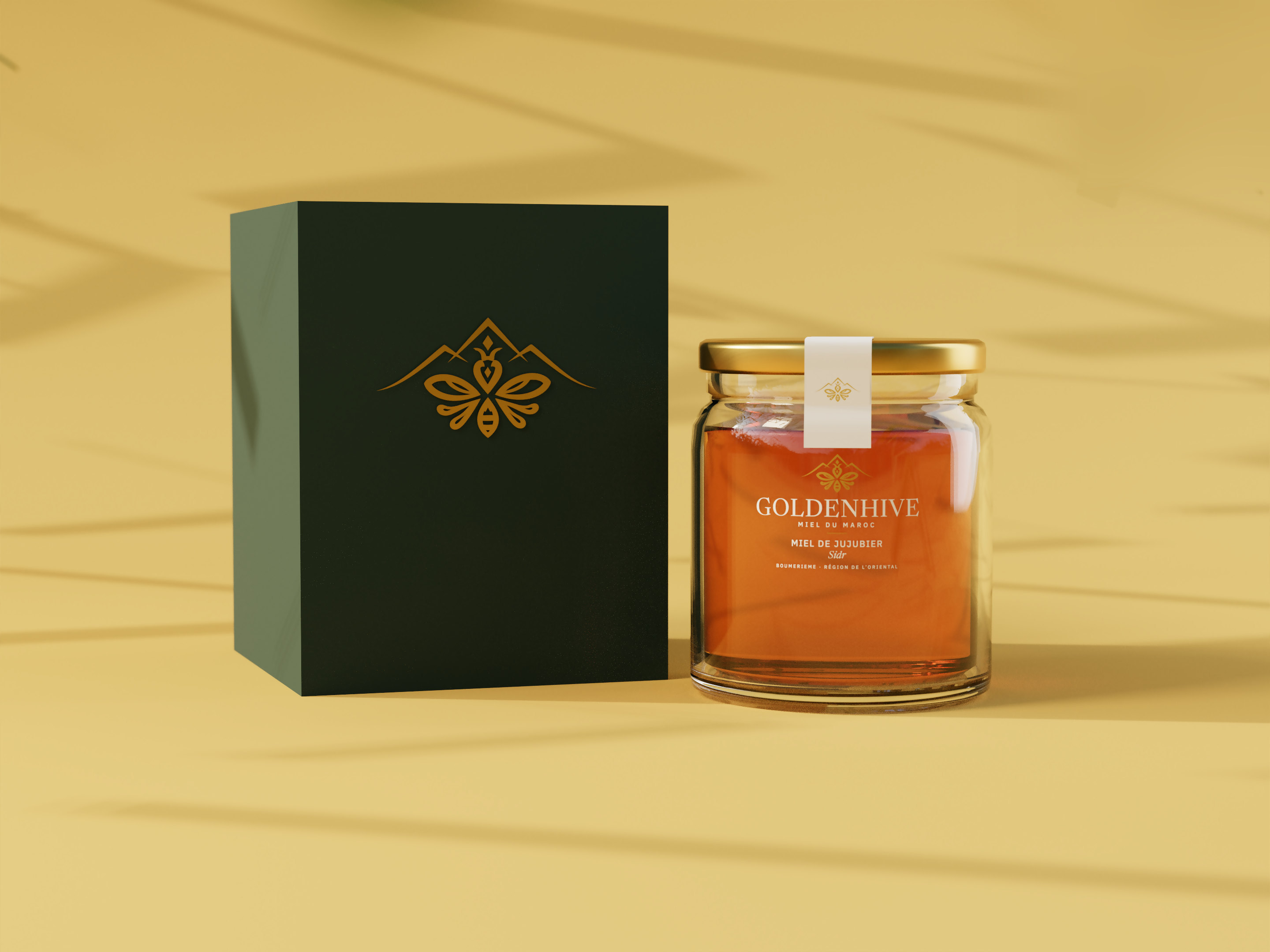 Boîte vert forêt et pot de miel de jujubier